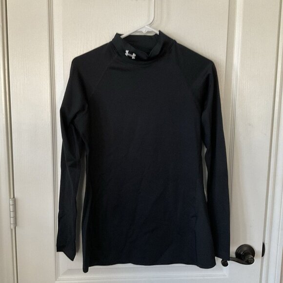 Under Armour ColdGear Womens Shirt Long Sleeve Mock Neck Sz LG Embroidered Logo - Picture 1 of 9